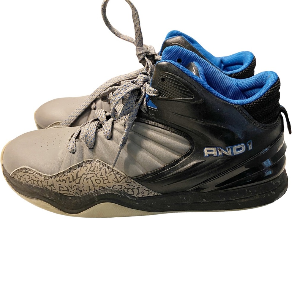 AND1 Black Grey & Blue Men’s Basketball Shoes Size 10